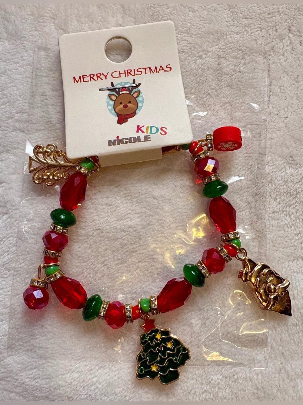 Nicole Kids Red and Green Holiday Charm Bracelet